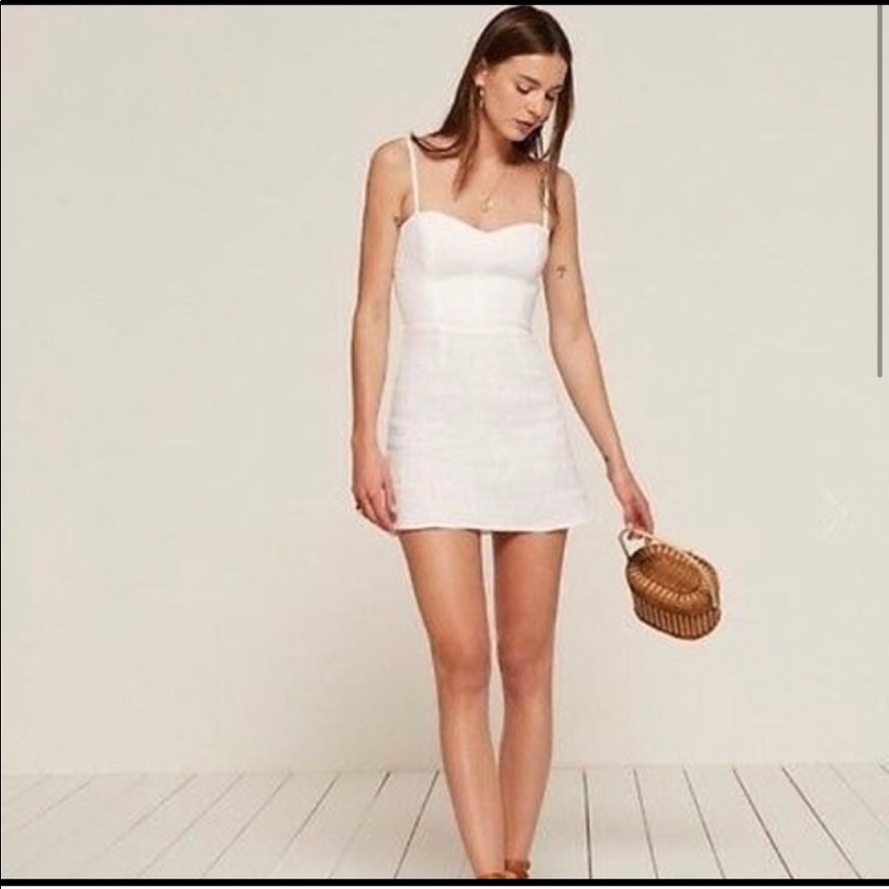 Reformation Audrey dress, white, size 6